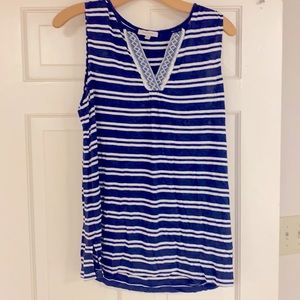 Navy and cream cotton tank top